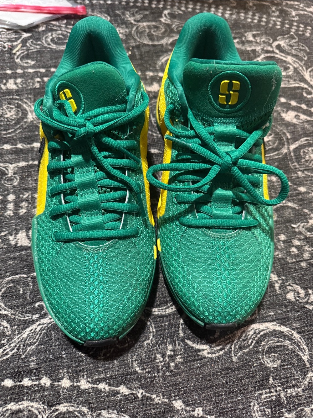 Nike Green Low-Top Sneakers with Yellow Details